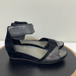 Earth Ficus Sagittarius Ankle‎ Strap Back Sandal Pewter Suede Women 10 M
